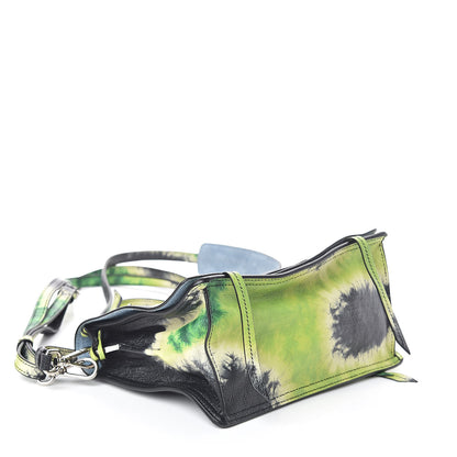 Prada Glace Calf Tie-Dye Print Etiquette Flap Black Lime 4 of 10
