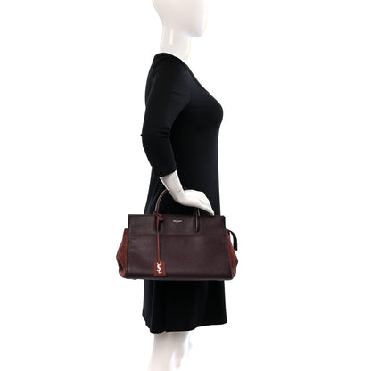 Saint Laurent Grained Calfskin Suede Small Cabas Rive Gauche Amaranto 2 of 8