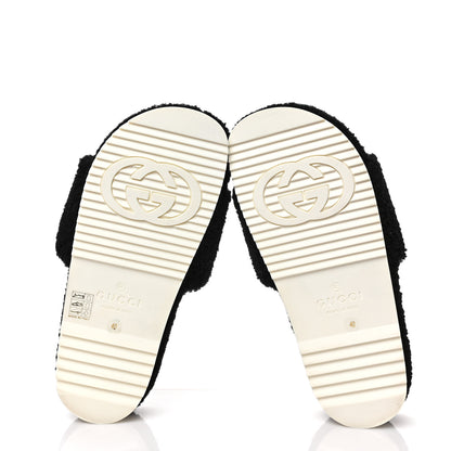 Gucci Shearling Womens Eileen Slide Sandals 40 Black Butterscotch 5 of 8