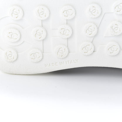 Chanel Calfskin Mesh Lycra Womens Logo High Top Sneakers 42 White 7 of 9