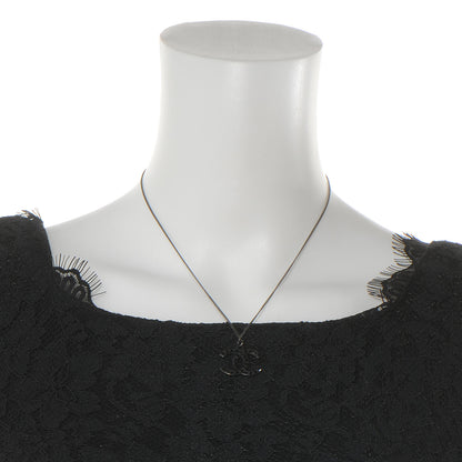 Chanel Crystal Baguette CC Necklace Dark Silver Black 2 of 5