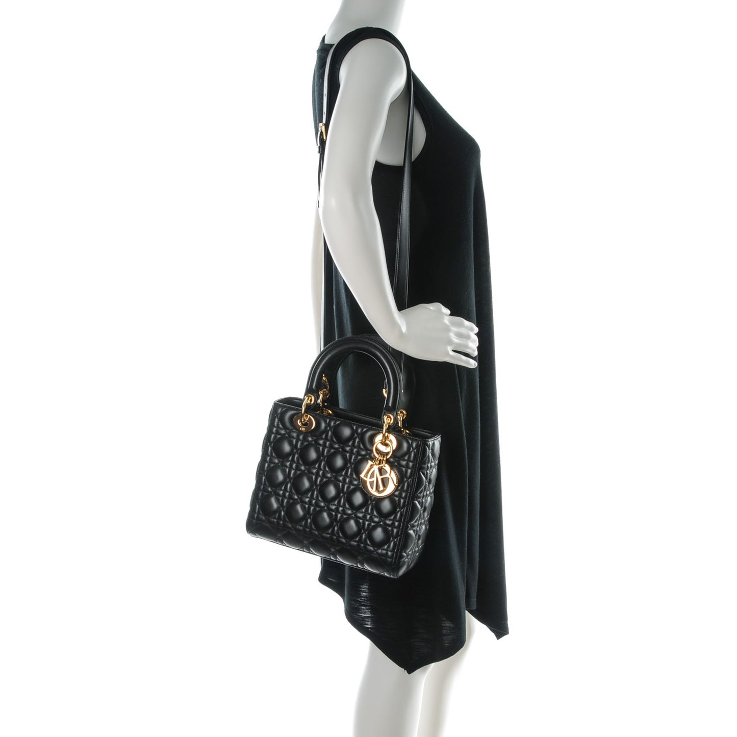 Lambskin Cannage Medium Lady Dior Black