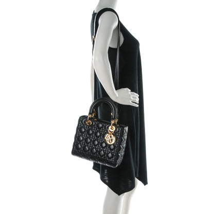 Christian Dior Lambskin Cannage Medium Lady Dior Black 2 of 7