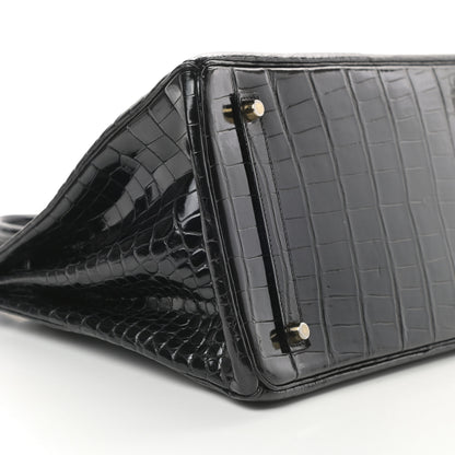 Hermes Shiny Porosus Crocodile Birkin 35 Black 27 of 30