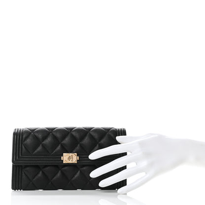 Chanel Caviar Quilted Large Boy Gusset Flap Wallet Black 2 of 10