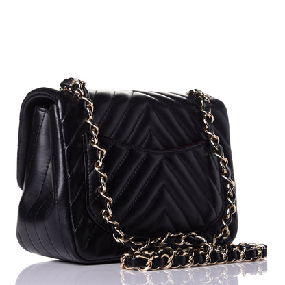 Chanel Lambskin Chevron Quilted Mini Square Flap Black 3 of 10