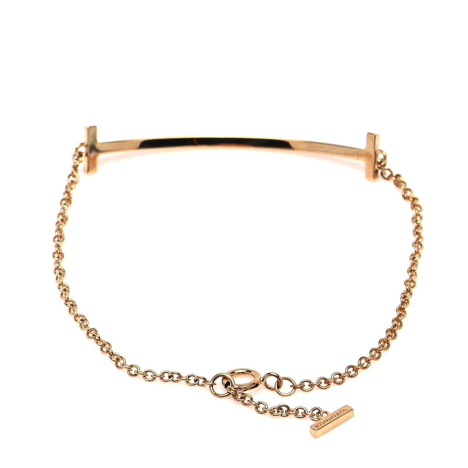 Tiffany 18K Yellow Gold Diamond T Smile Bracelet 3 of 7