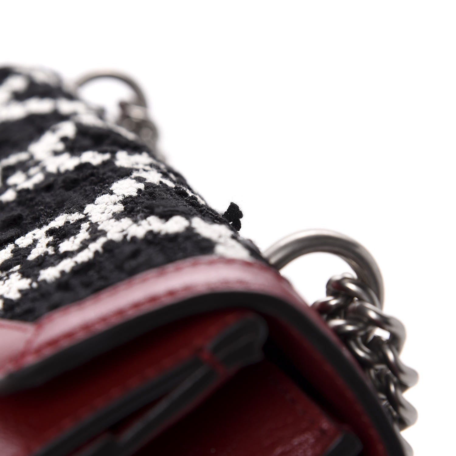 Gucci Tweed GG Monogram Small Dionysus Shoulder Bag Black White Romantic Cherry 11 of 14