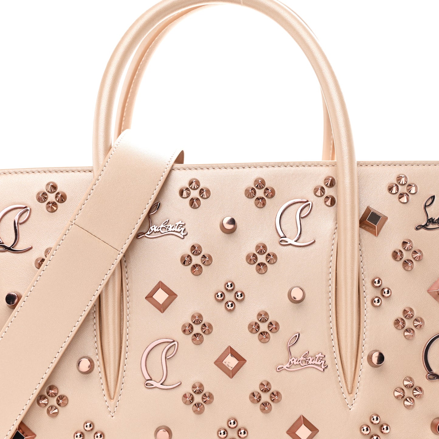 Calfskin Spikes Loubinthesky Medium Paloma Leche