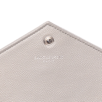 Saint Laurent Grain De Poudre Matelasse Chevron Monogram Envelope Chain Wallet Fog 6 of 14