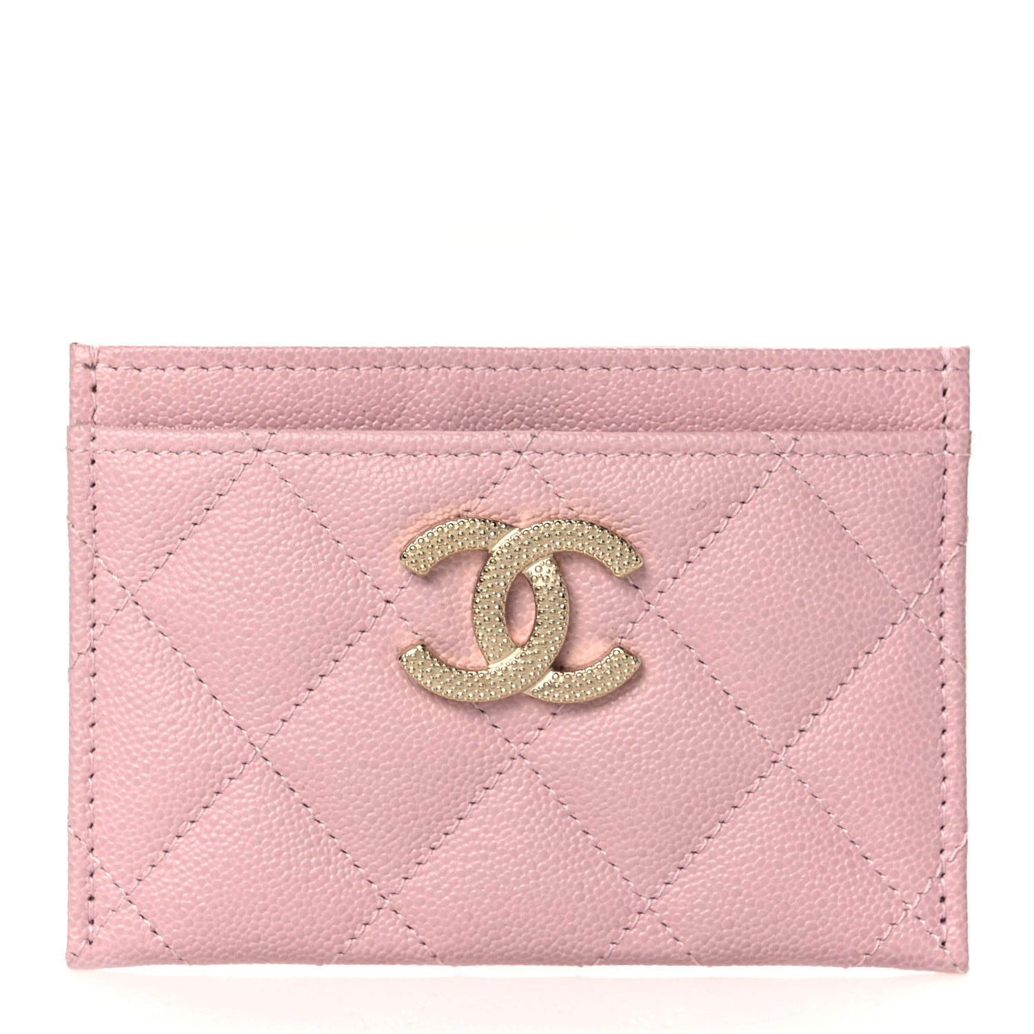 Chanel Caviar Quilted Studded CC Card Holder Light Pink 1 of 10