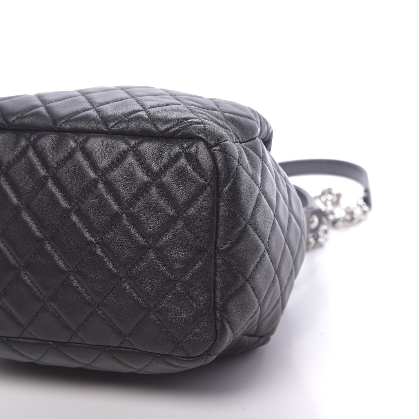 Lambskin Quilted Mini CC Chain Bucket Bag Black
