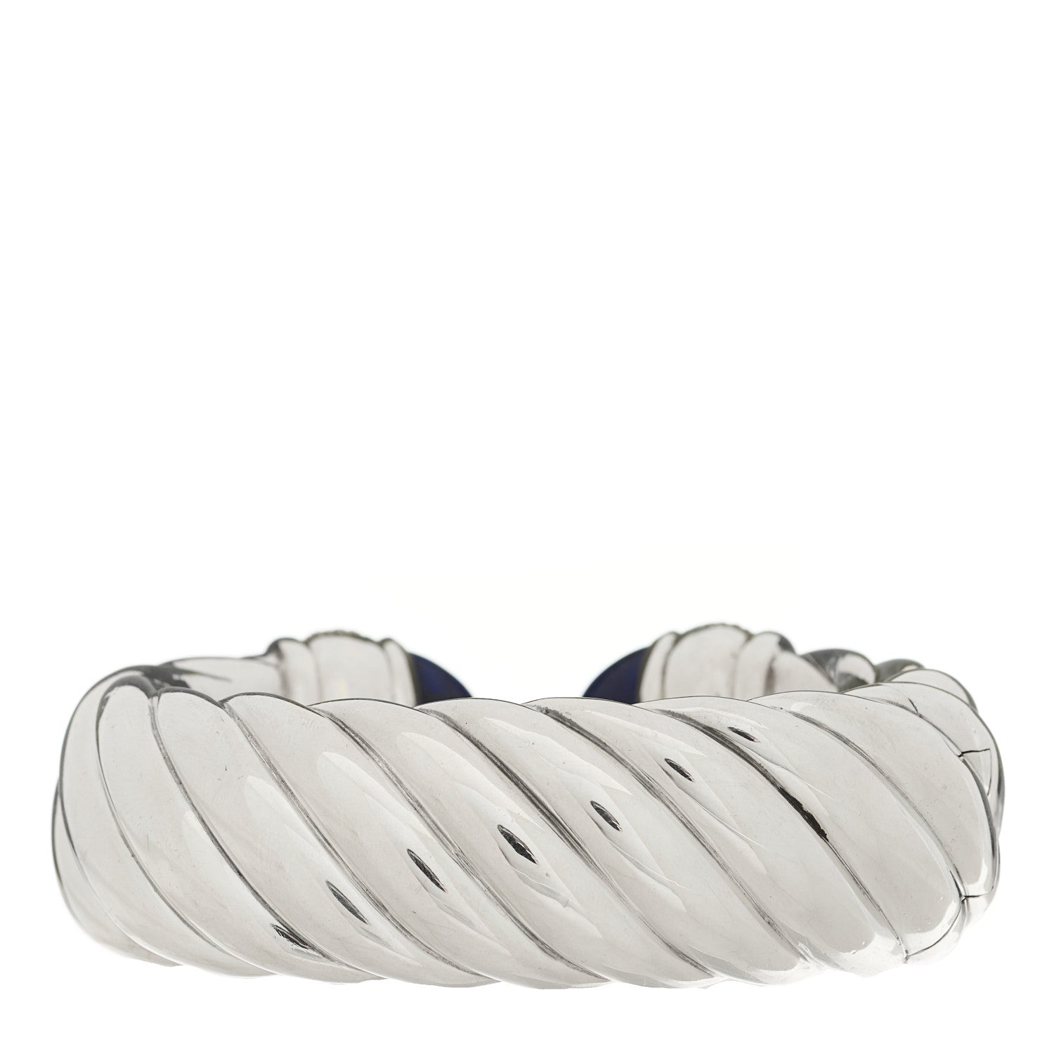 David Yurman Sterling Silver Diamond Lapis Lazuli 24mm Waverly Bracelet 2 of 3