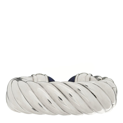David Yurman Sterling Silver Diamond Lapis Lazuli 24mm Waverly Bracelet 2 of 3