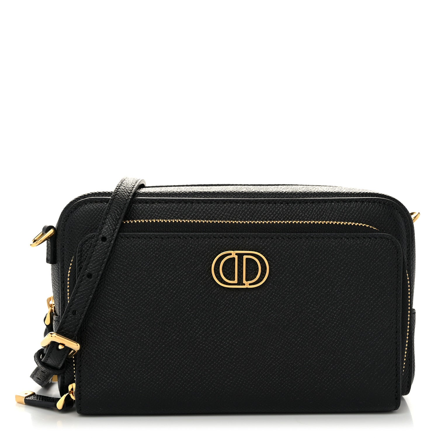 Christian Dior Grained Calfskin Caro Double Pouch Black 1 of 9