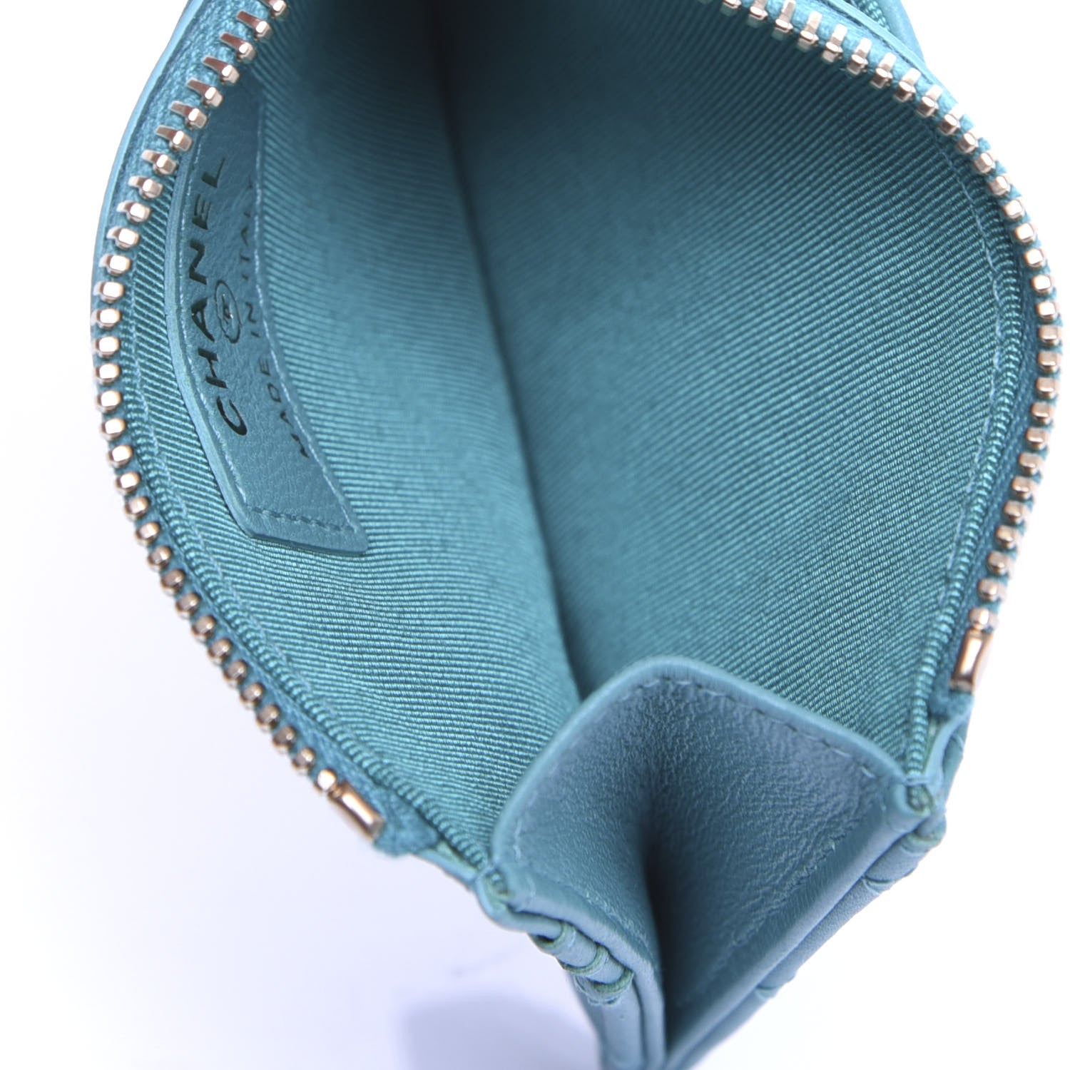 Chanel Lambskin Quilted Zip Card Holder Turquoise 5 of 7