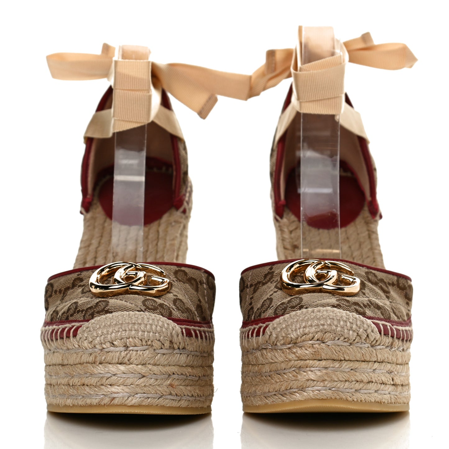 Monogram Matelasse GG Marmont Ankle Wrap Platform 35/120mm Espadrille Wedges 36 Beige Ebony New Cherry Red Sand Storm