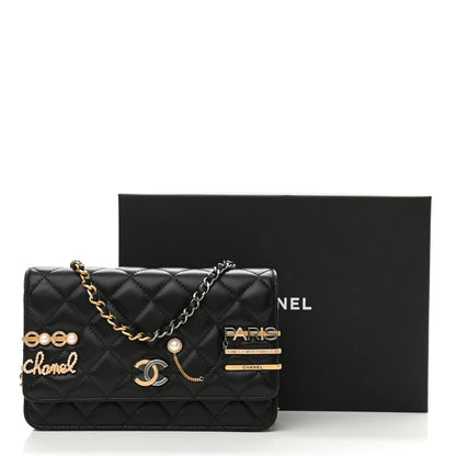 Chanel Lambskin Quilted Coco Clips Wallet On Chain WOC Black 12 of 12