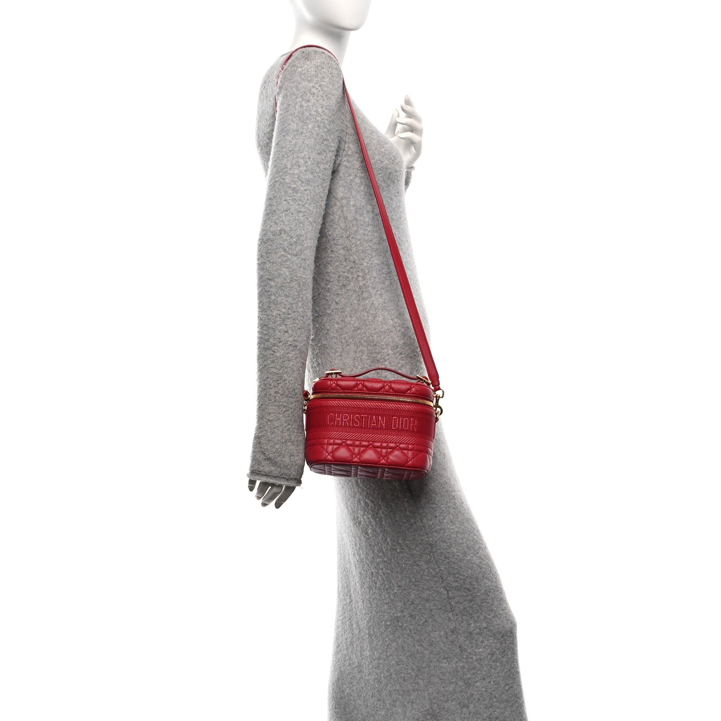 Lambskin Cannage Small Diortravel Vanity Case Red
