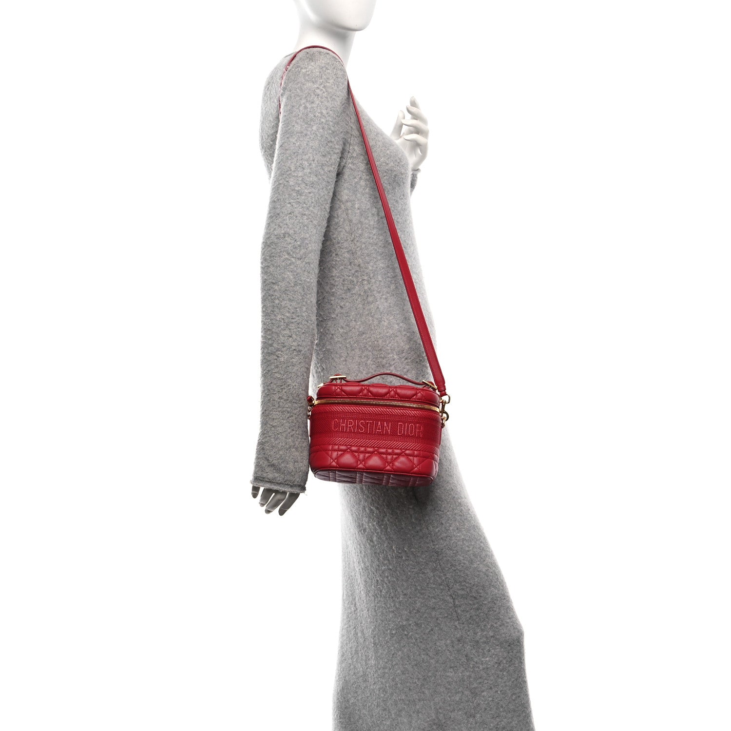 Christian Dior Lambskin Cannage Small Diortravel Vanity Case Red 2 of 10