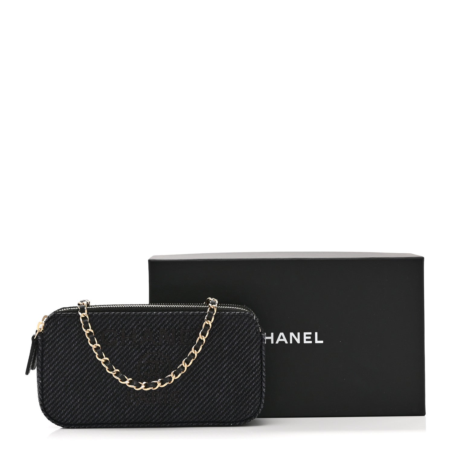 Chanel Lurex Straw Small Deauville Clutch With Chain Blue 14 of 14