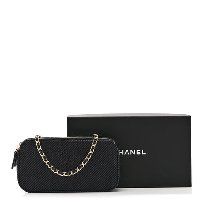 Chanel Lurex Straw Small Deauville Clutch With Chain Blue 14 of 14