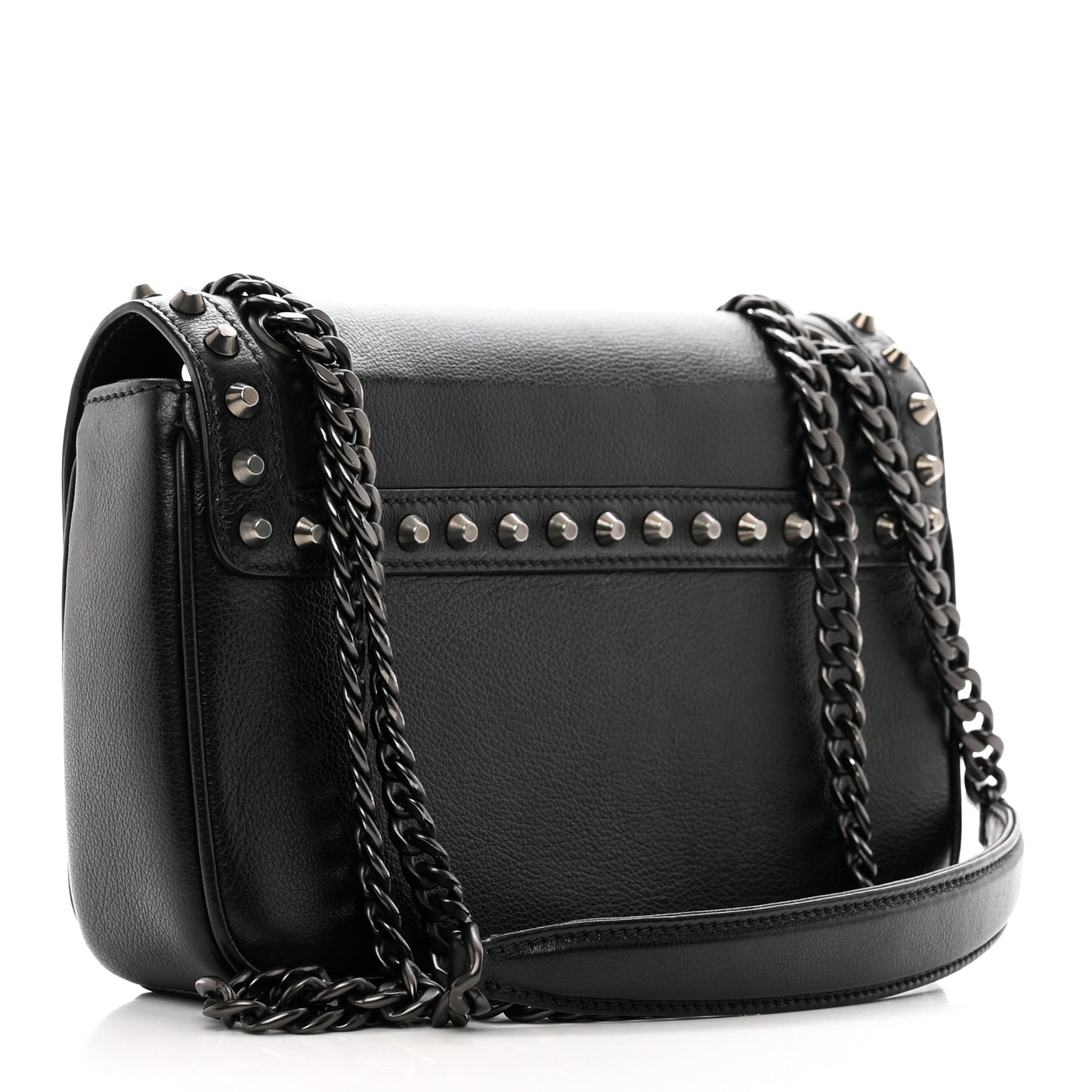 Glace Calfskin Studded Crossbody Black