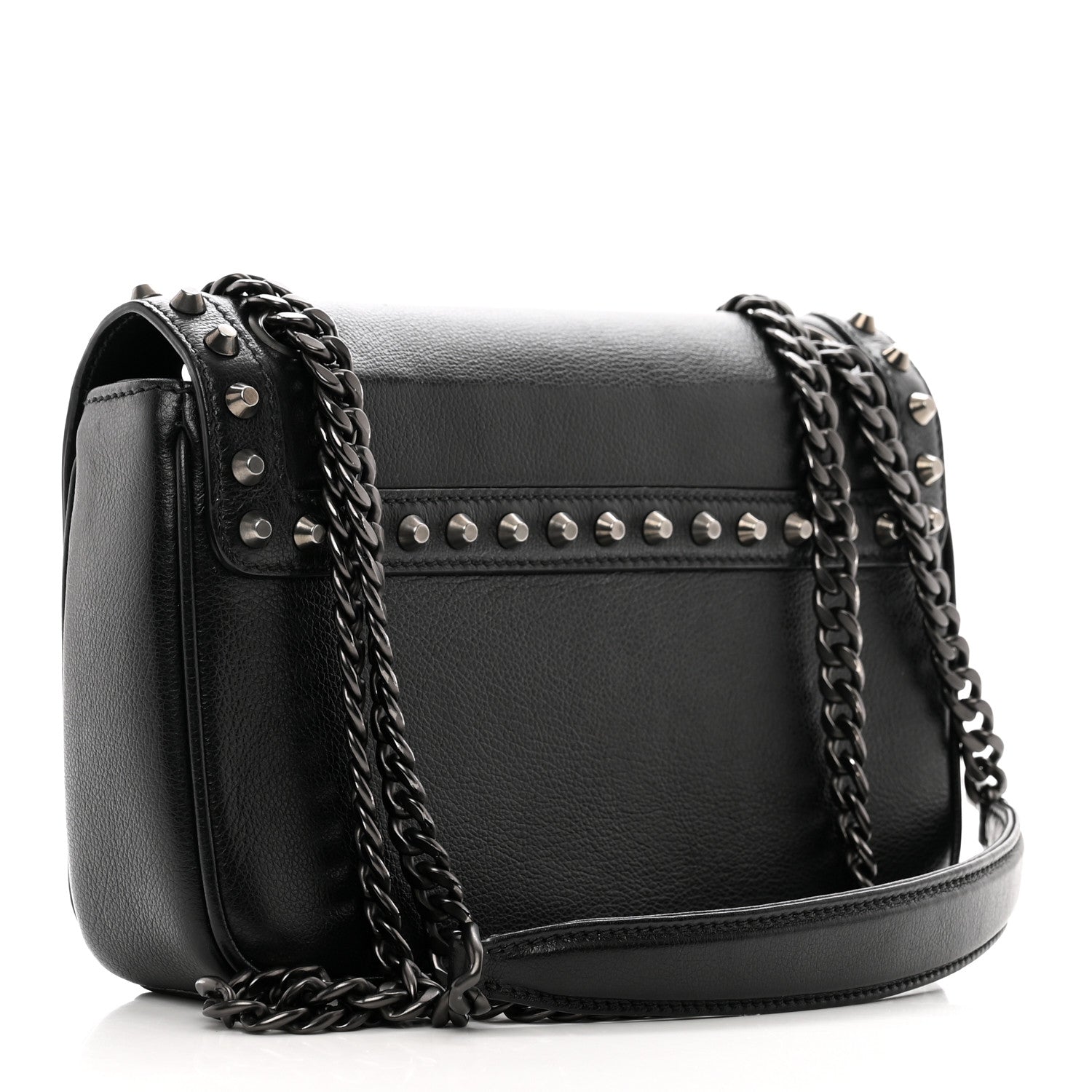 Prada Glace Calfskin Studded Crossbody Black 3 of 10
