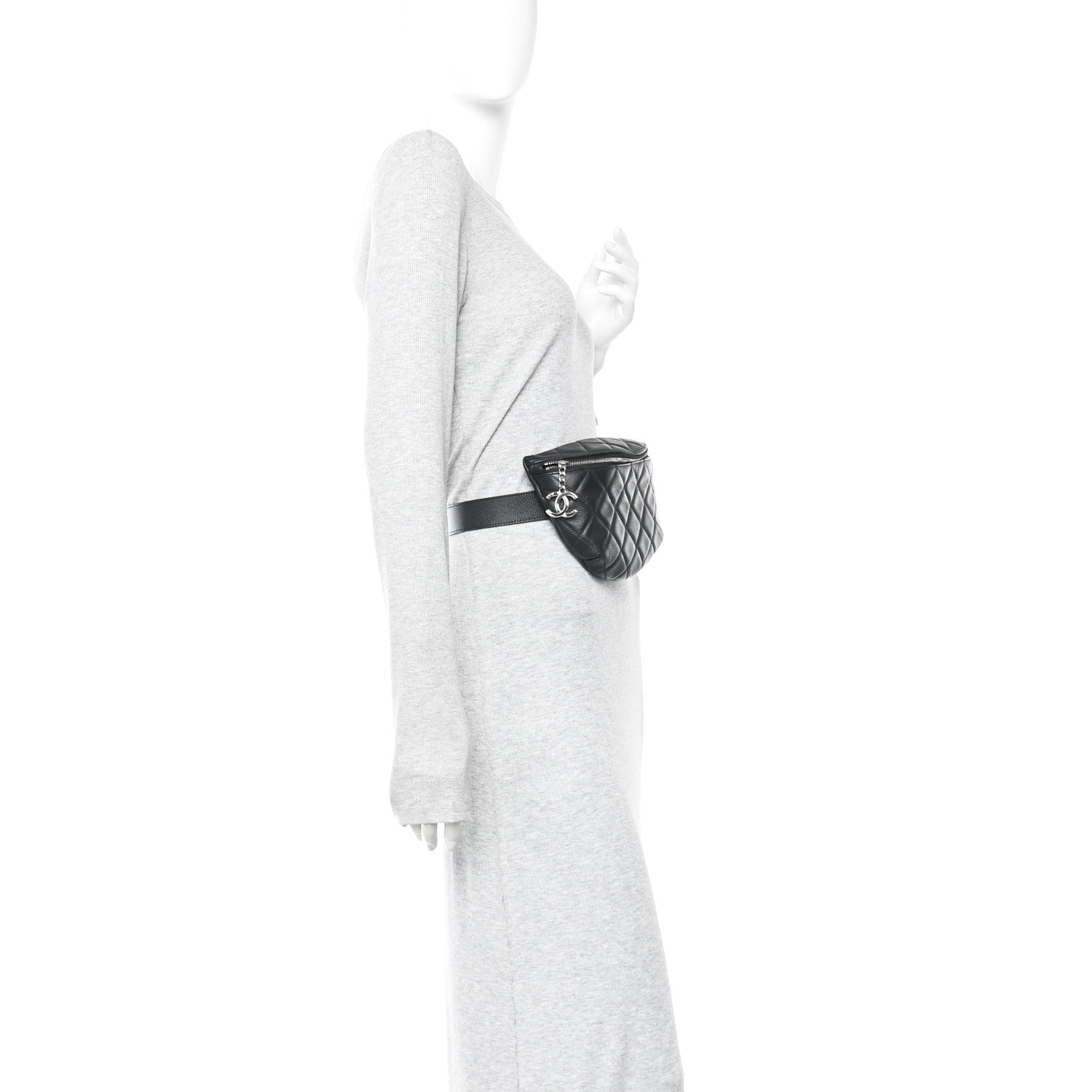 Chanel Grained Calfskin Quilted Waist Belt Bag Black 2 of 10