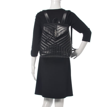 Saint Laurent Calfskin Y Quilted Monogram Medium Loulou Backpack Black 2 of 18