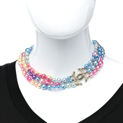 Chanel Pearl CC Multi Strand Short Necklace Gold Multicolor 2 of 5
