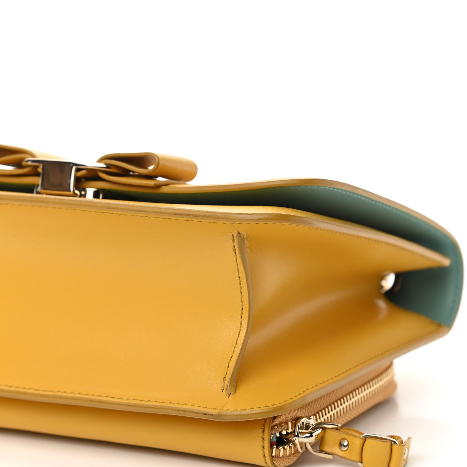 Salvatore Ferragamo Calfskin Small Vara Chain Crossbody Yellow 6 of 11