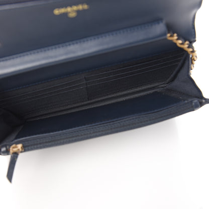 Chanel Caviar Quilted Boy Wallet On Chain WOC Navy 4 of 11