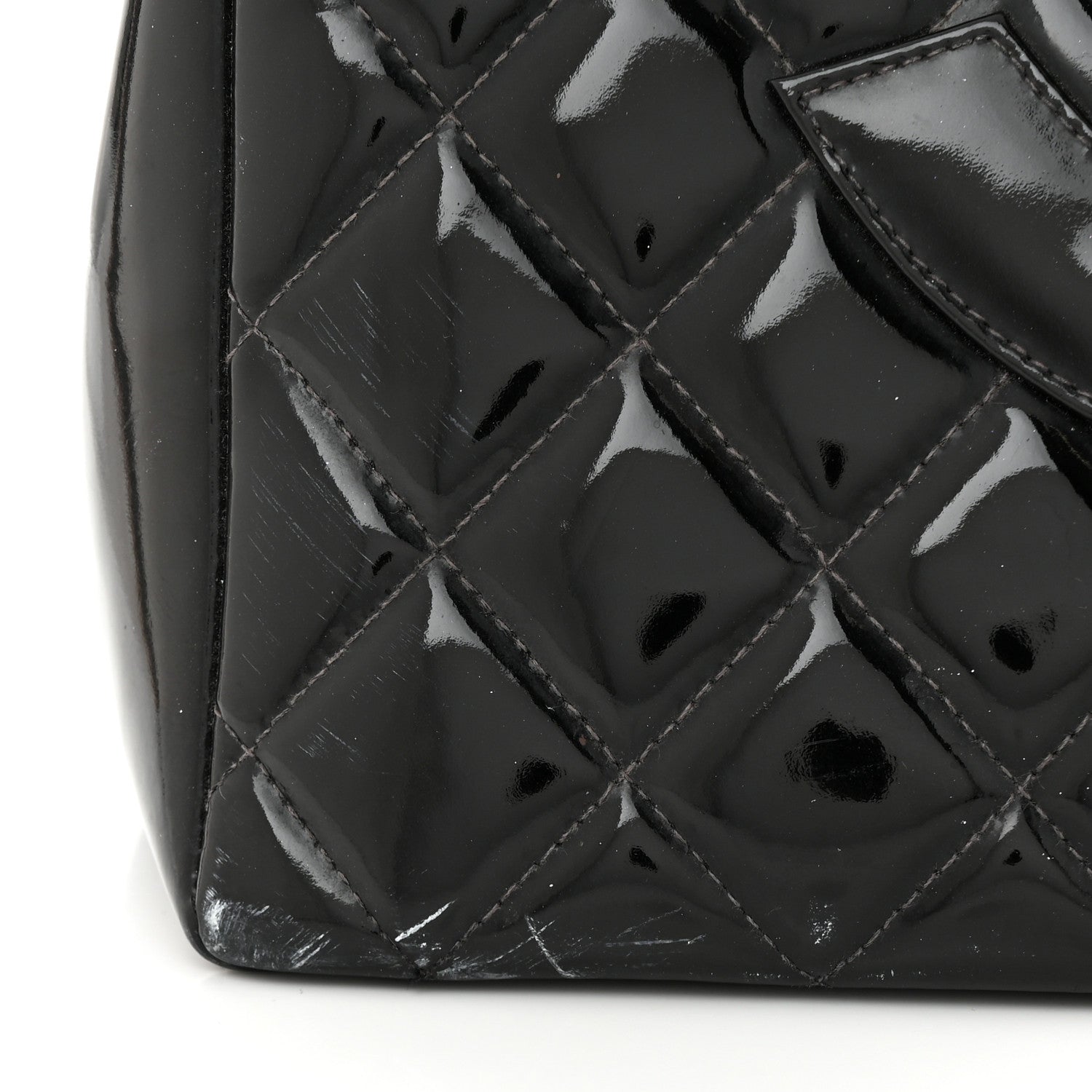 Chanel Patent Quilted Grand Shopping Tote GST Black 13 of 20