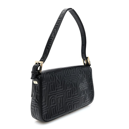 Fendi Nappa Logo Embossed Baguette Black 3 of 9