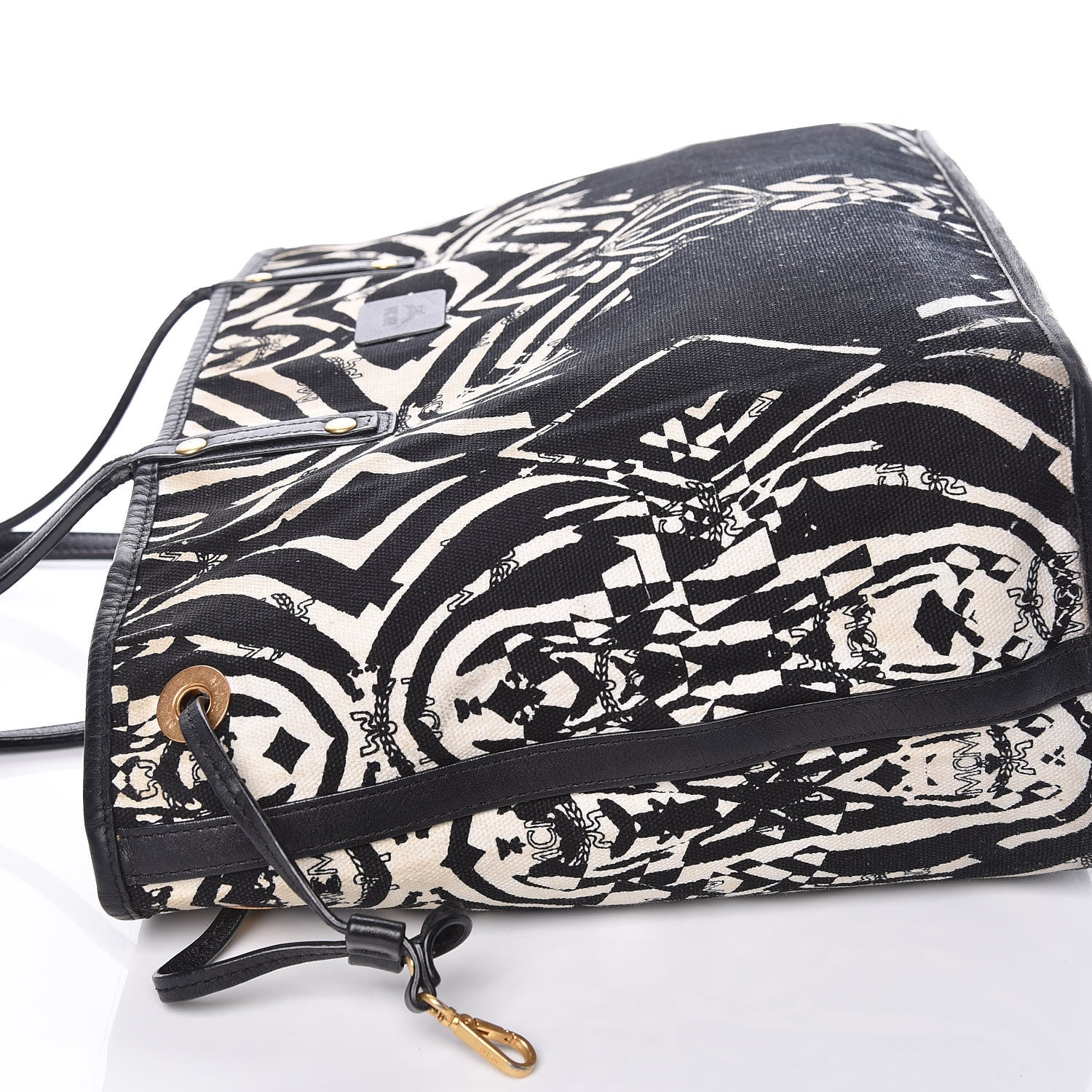 MCM Visetos Medium Anya Shopping Tote Cognac Black 29 of 37