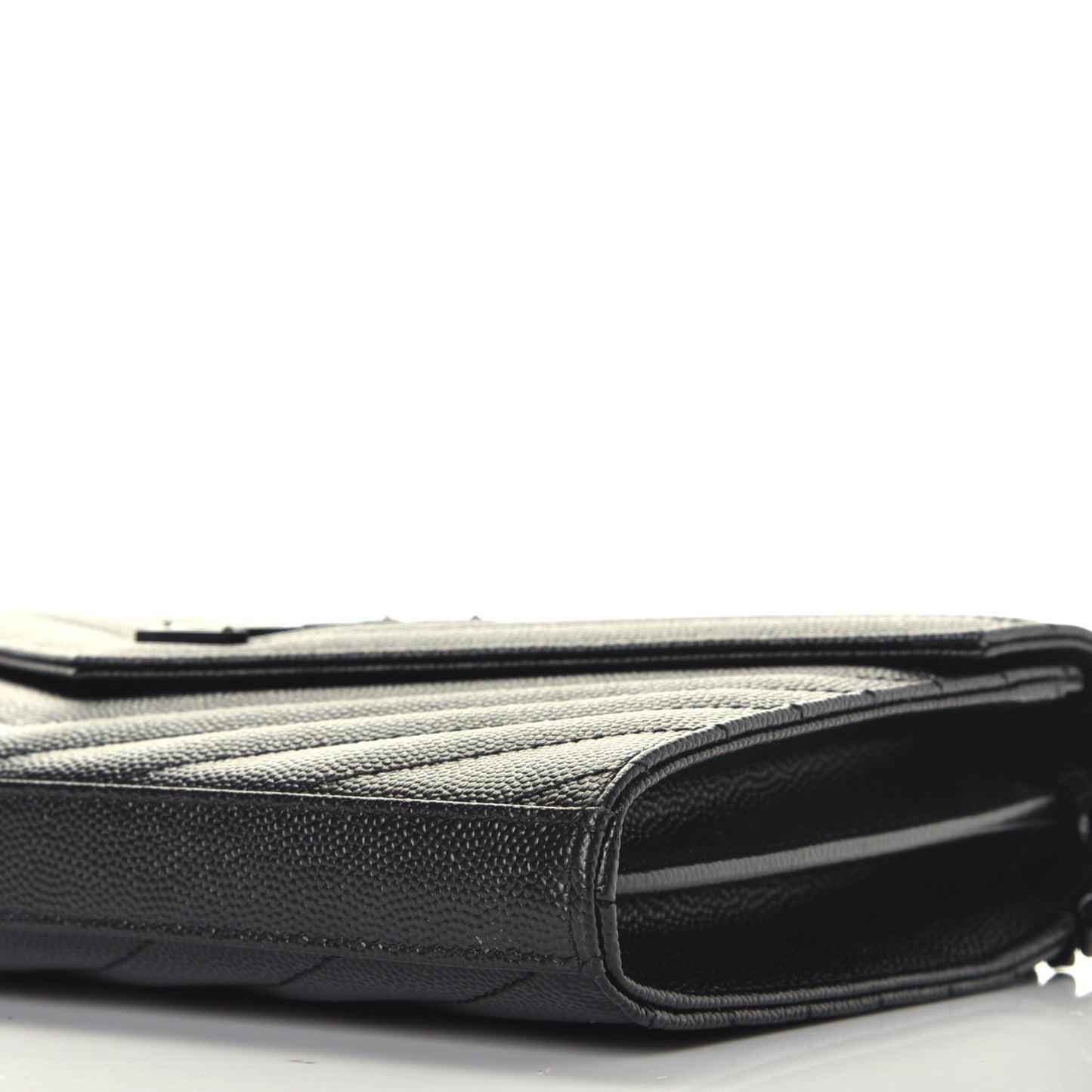 Grain De Poudre Matelasse Chevron Monogram Chain Wallet Black