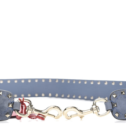 Valentino Garavani Suede Rockstud Spike Shoulder Strap Blue 3 of 5