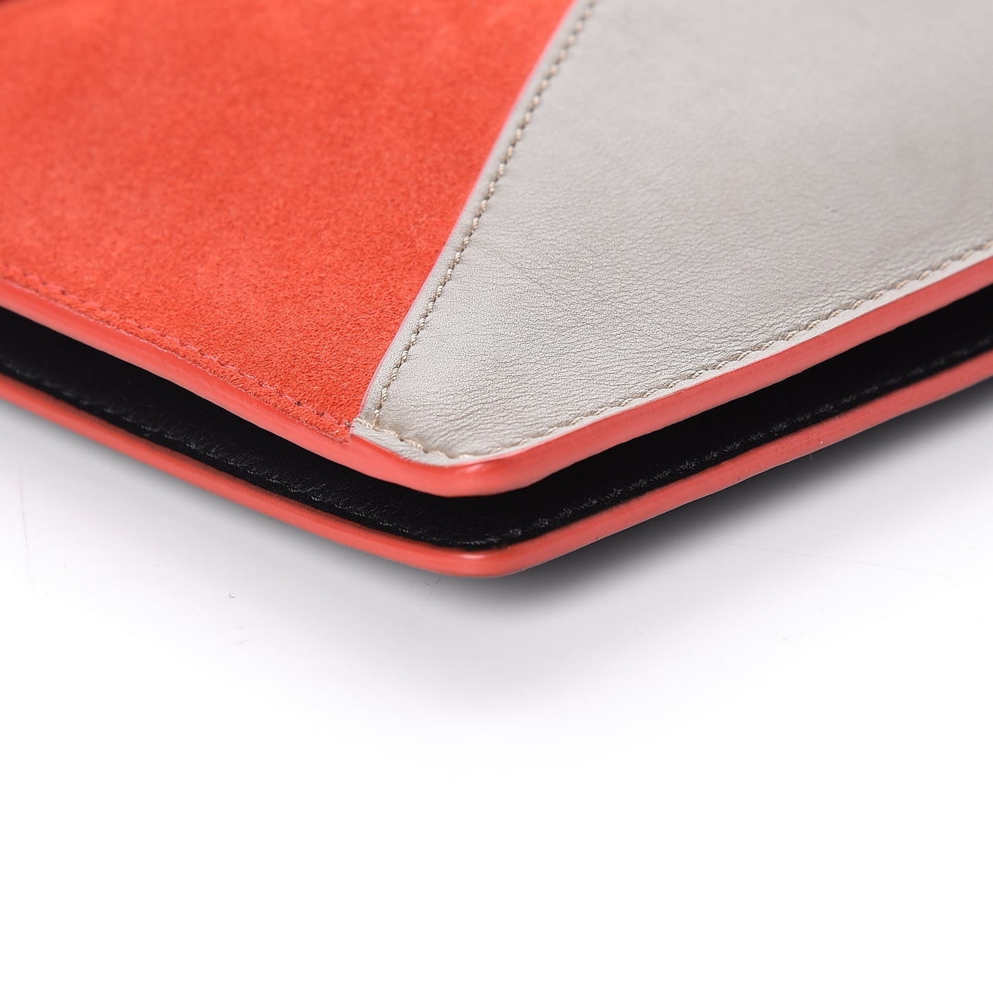 Calfskin Suede Tri-Color Diamond Clutch Red