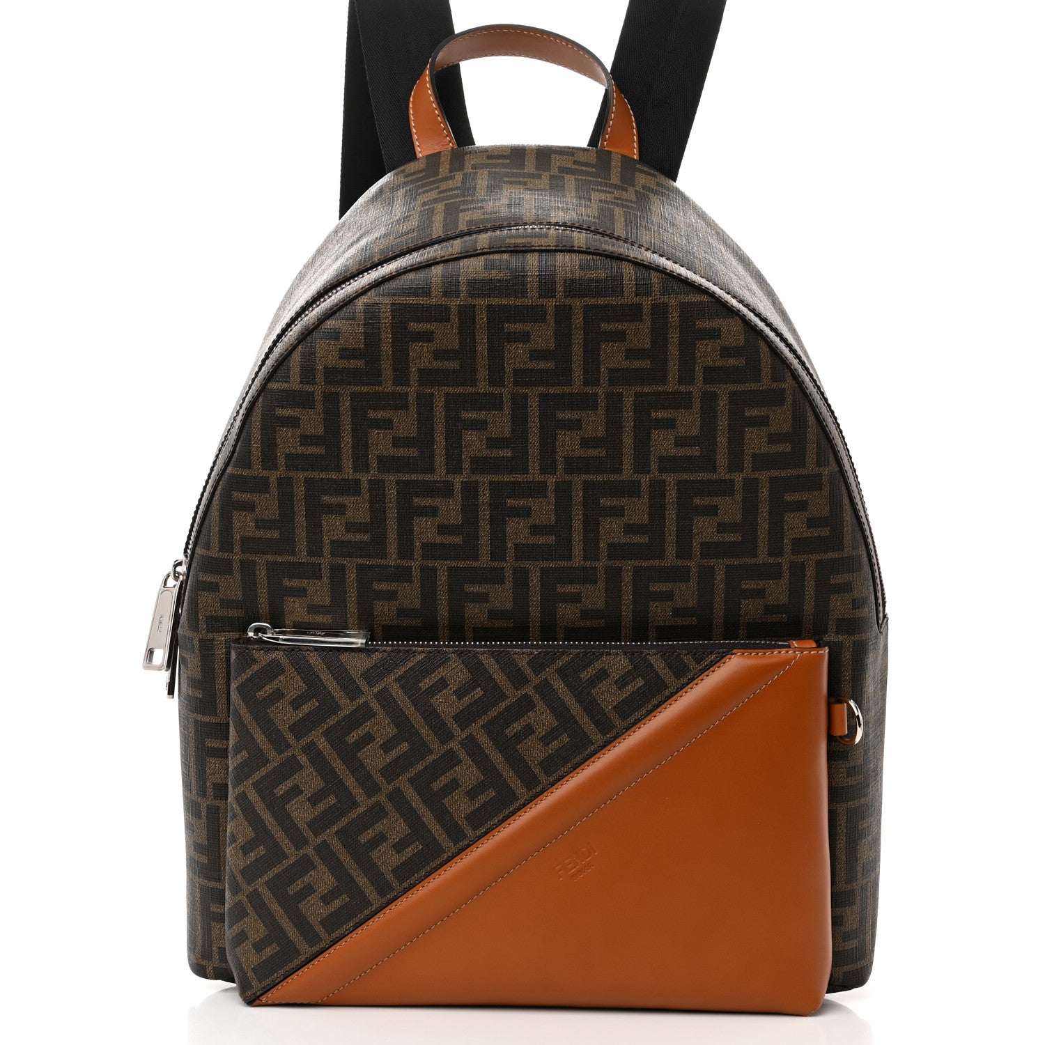 Fendi Glazed Fabric Vitello King FF 1974 Diagonal Pouch Pocket Backpack Tobacco Moro Cuoio 8 of 10