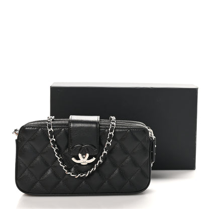 Chanel Grained Calfskin Quilted CC Box Clutch With Chain Black 12 of 12