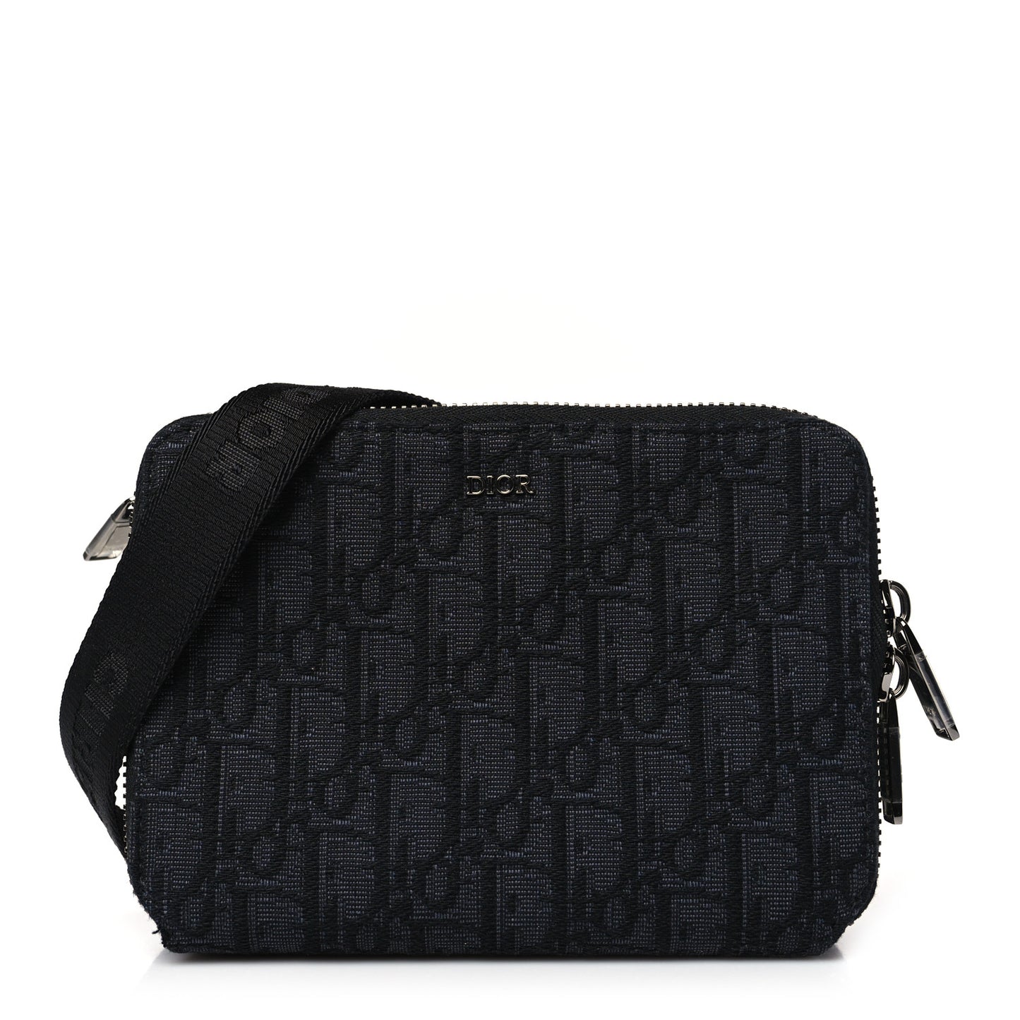 Oblique Zipped With Strap Pouch Black