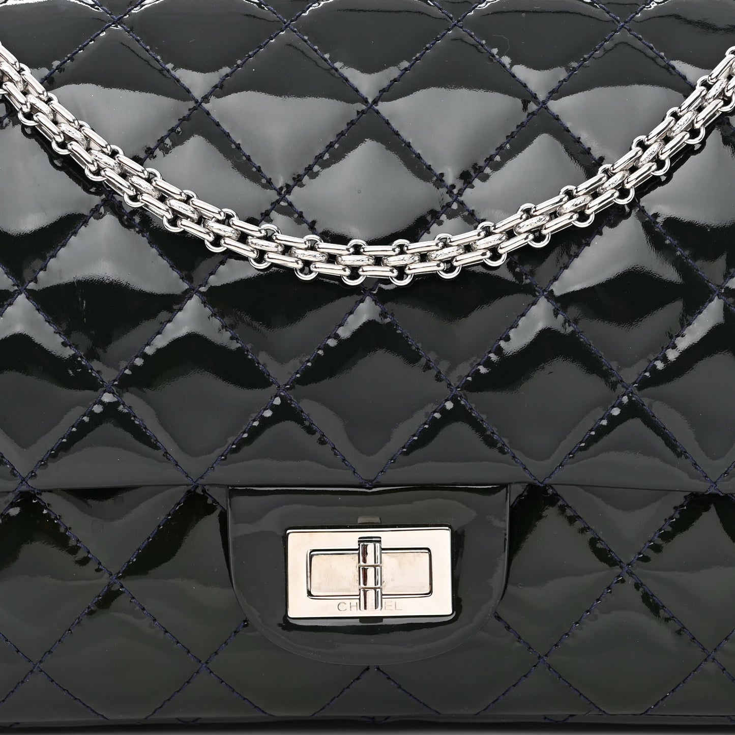 Patent Calfskin Quilted 2.55 Reissue 227 Flap Dark Blue