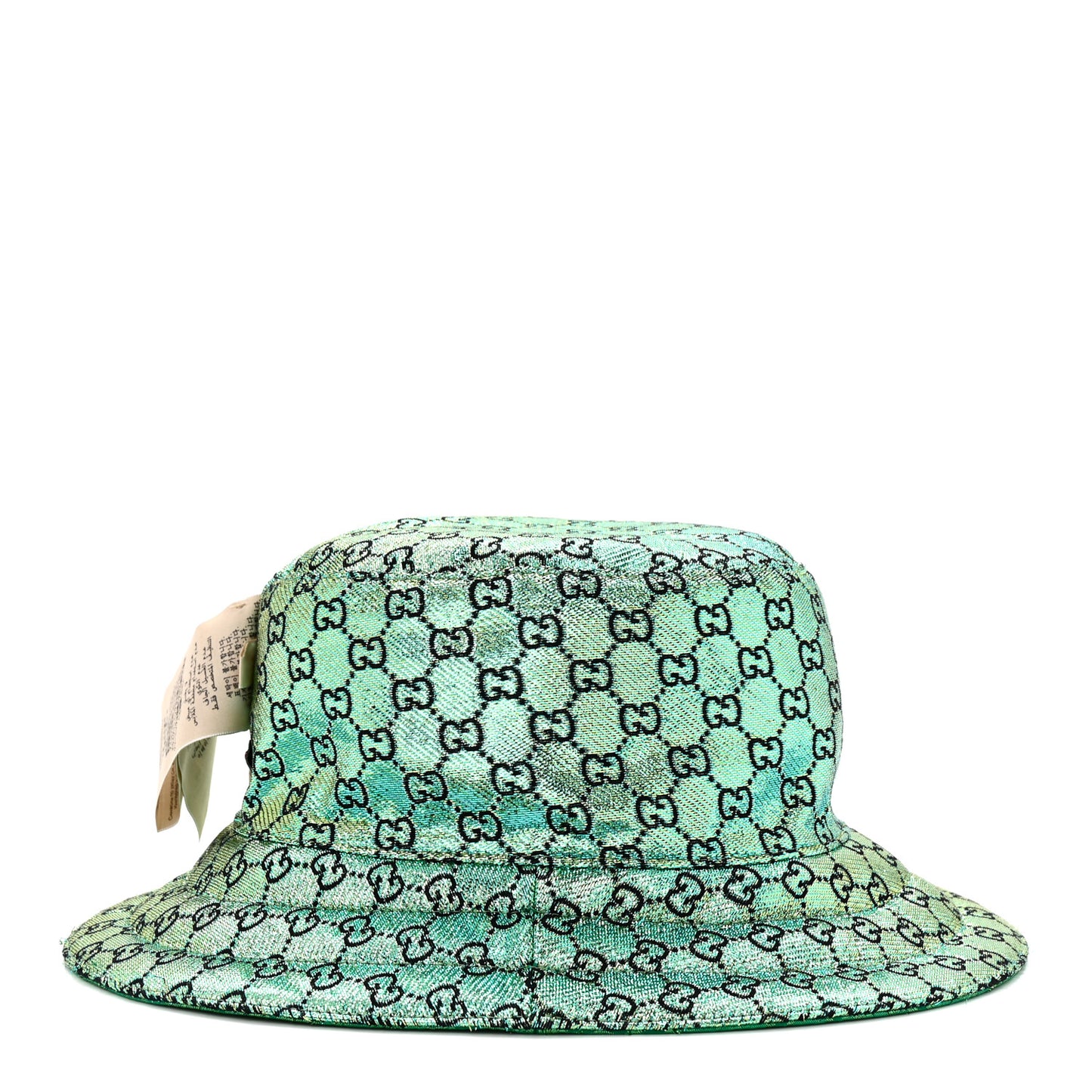 Canvas Lame GG Monogram Reversible Bucket Hat L Green