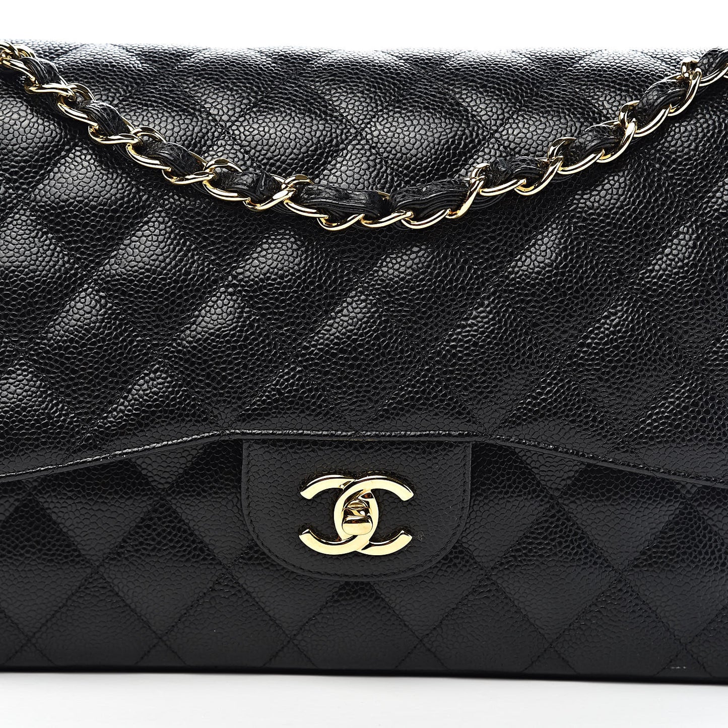 Caviar Quilted Jumbo Double Flap Black