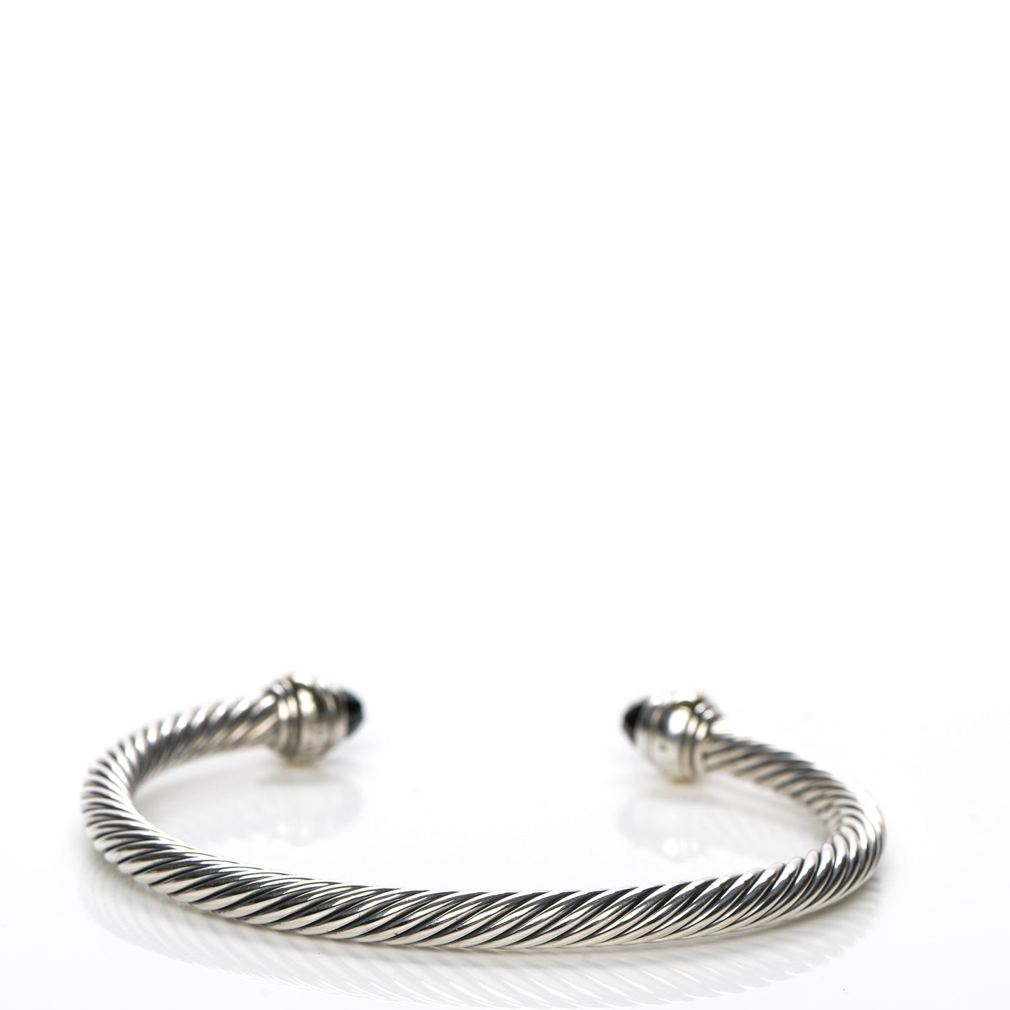 Sterling Silver 14K Yellow Gold Black Onyx 5mm Cable Classics Bracelet