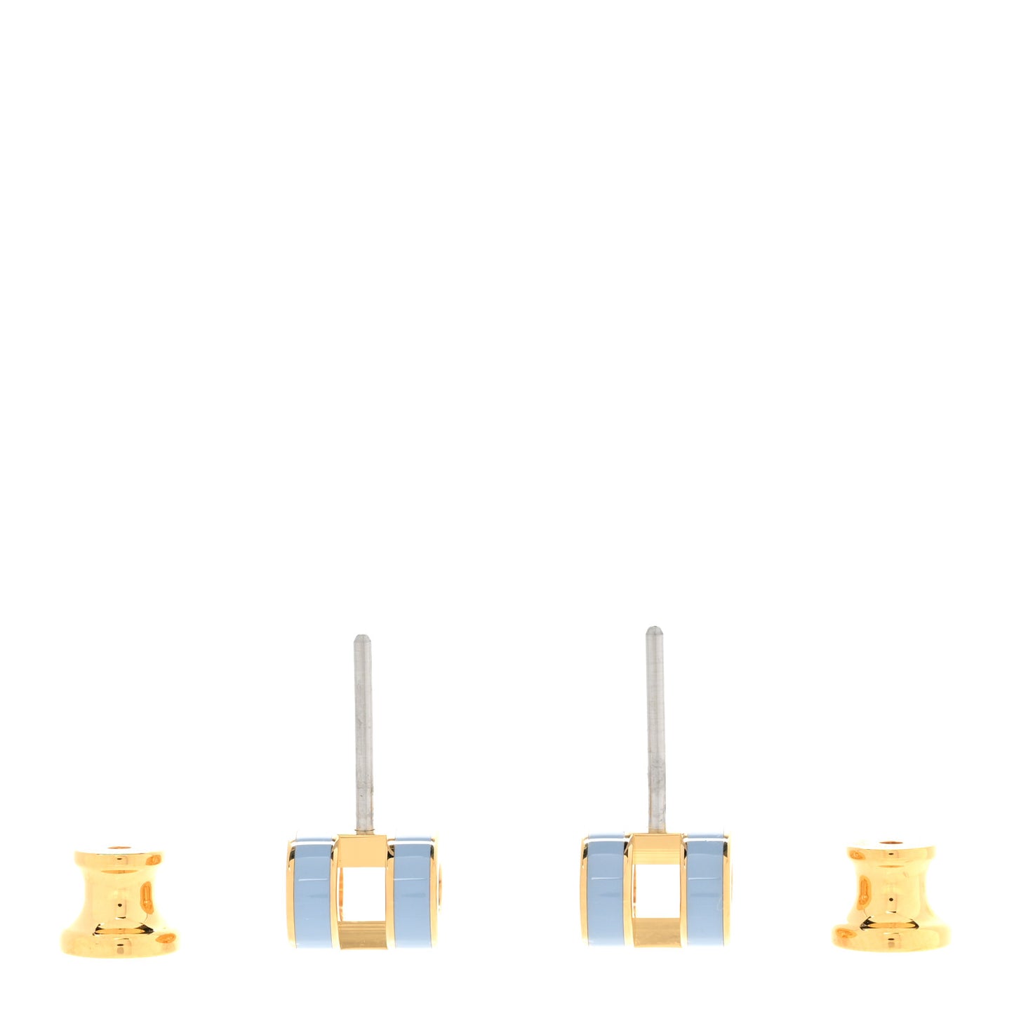 Gold Lacquered Mini Pop H Earrings Bleu Lin
