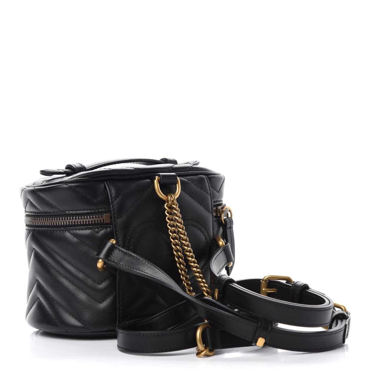 Calfskin Matelasse Mini GG Marmont Round Backpack Black