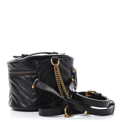 Gucci Calfskin Matelasse Mini GG Marmont Round Backpack Black 3 of 10