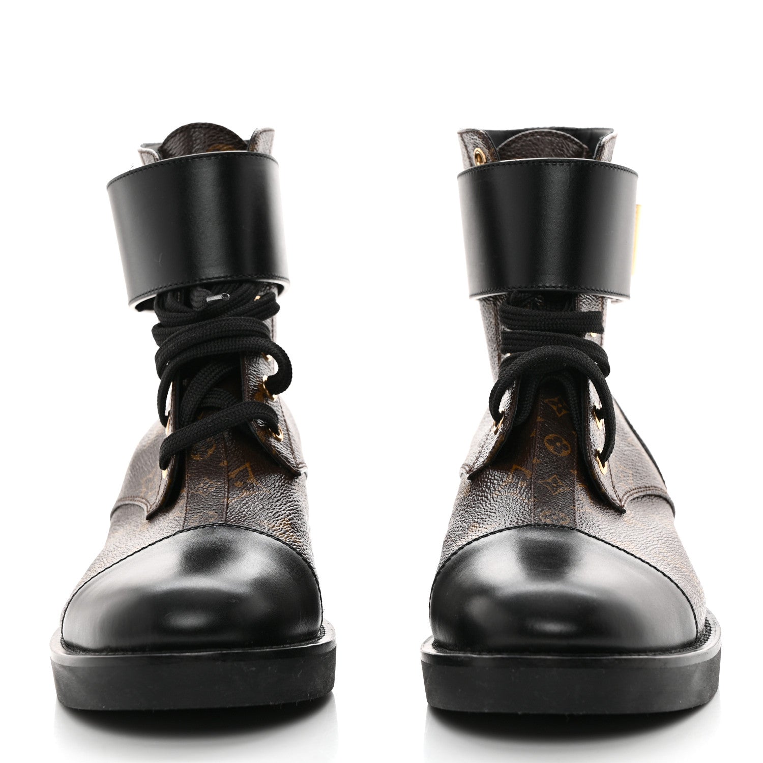 Louis Vuitton Calfskin Monogram Wonderland Flat Ranger Boots 38 Black 2 of 8